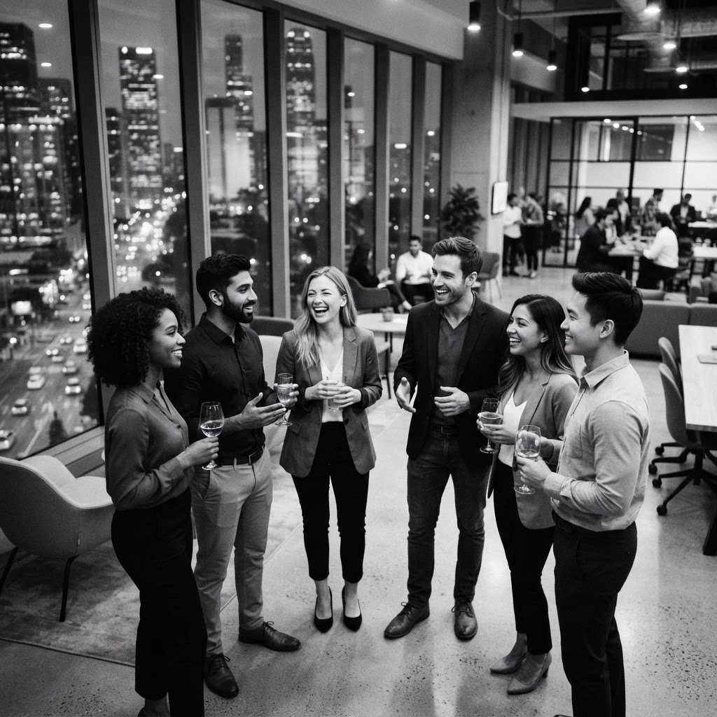 Professionals networking at a NODE event
